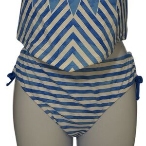NWT Arizona Jean Company Striped Blue Bikini BOTTOMS ONLY
